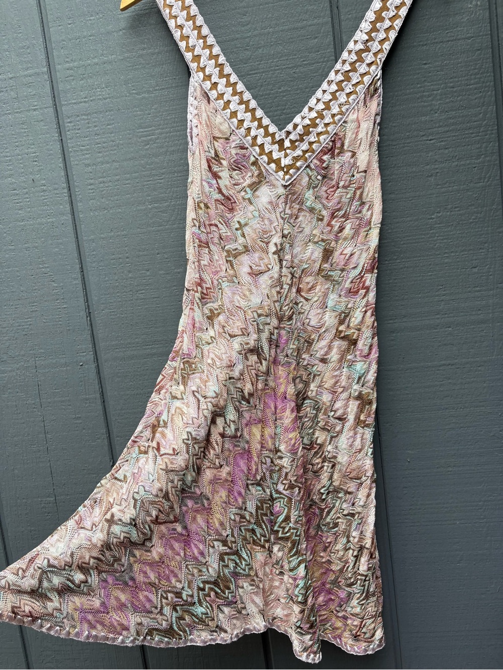 Missoni Sleeveless V-Neck Pastel Zigzag Mini Dress Sz 40 - Picture 3 of 7